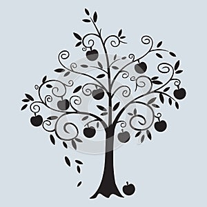 Apple curly tree vector illustration
