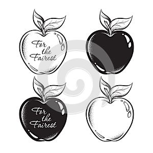 Apple of discord line art and dot work hand drawn set , ancient greek mythology, gift to a goddesses For the Fairest. Boho sticker