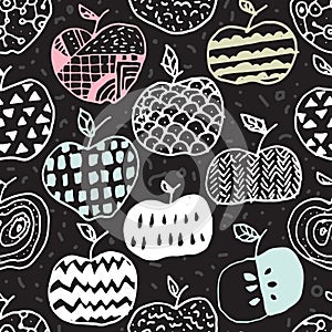 Apple doodle seamless pattern