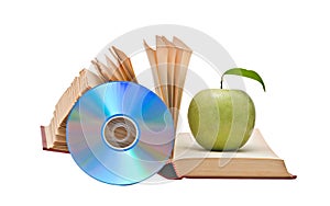 Apple, dvd, and books