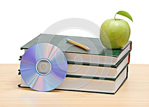 Apple, dvd, and books