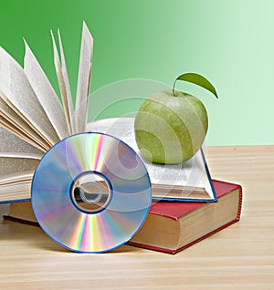 Apple, dvd, and books