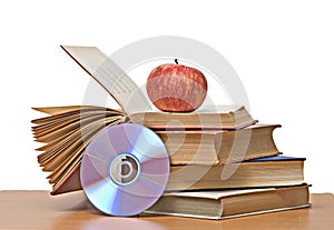 Apple, dvd, and books
