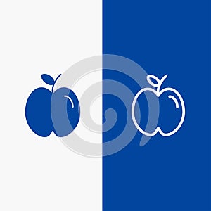 Apple, Education, School, Study Line and Glyph Solid icon Blue banner Line and Glyph Solid icon Blue banner