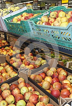 Apple exposed for sale in supermarket