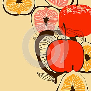 Apple and fig fruits background