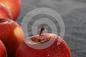 Apple frame with blue background shallow dof