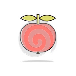 Apple fruit color thin line icon.Vector illustration