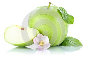 Apple fruit green slice isolated on white
