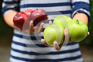 Apple fruit holding by hand,Apple picking