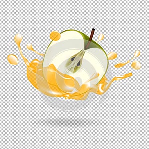 Apple fruit juice splash vector realistic illustration