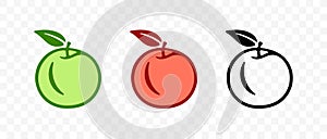 Apple fruit with leaf, food and plant, graphic design