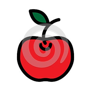 Apple fruit line icon isolated on white background. Black flat thin icon on modern outline style. Linear symbol and editable