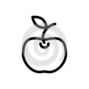 Apple fruit line icon isolated on white background. Black flat thin icon on modern outline style. Linear symbol and editable