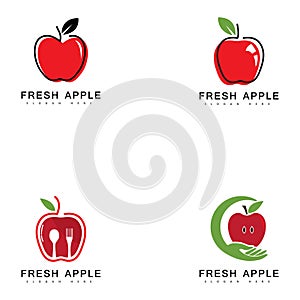 Apple fruit logo fresh fruit vector illustration.