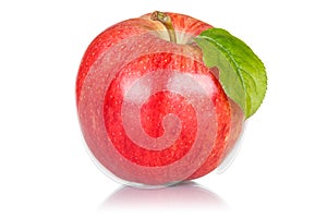 Apple fruit red with leaf isolated on a white background