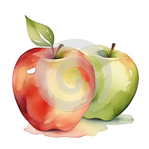 Apple fruit watercolor illustration