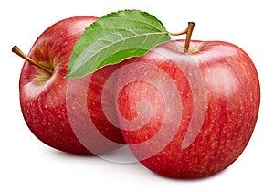 Apple fruits and apple half. Isolated on a white background