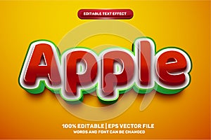 Apple fruits editable text effect comic cartoon kids funny style