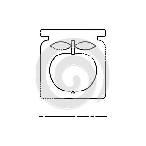 Apple in glass jar thin line icon. Mbe minimalism style