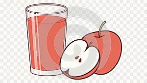 Apple and glass of juice, fresh drink, healthy beverage, fruit juice, vitamin vector design Generative AI photo