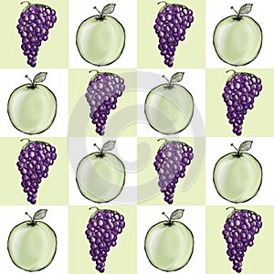 Apple and Grape Cluster Background
