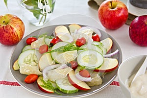 Apple and Grapefruit salad with yogurt dressing