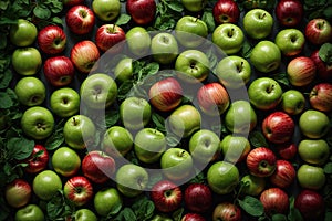 apple green Overhead view of a set collection. ai generative