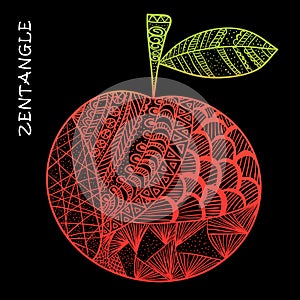 Apple hand drawn zentangle