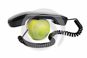 Apple with handset and wire