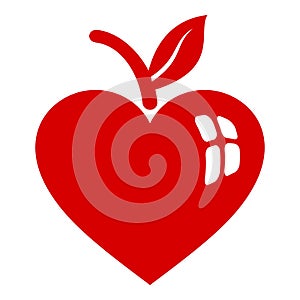Apple heart icon, simple style
