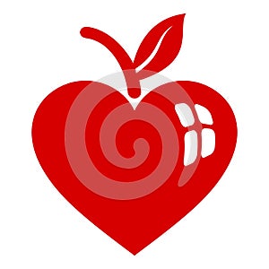 Apple heart icon, simple style
