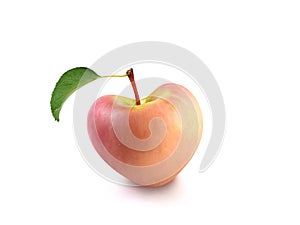 Apple heart shape in white background, Fruits help nourish the heart, Heart symbol apple isolated