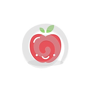 Apple icon. Funny apple cartoon. Fresh fruit. Vector illustration, flat and minimal style