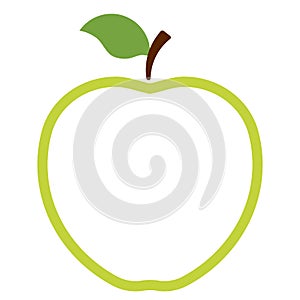 Apple icon. Green outline apple logo isolated on white background. Vector illustration for any design