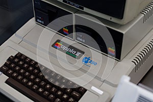 Apple II computer on display inside Apple Museum.