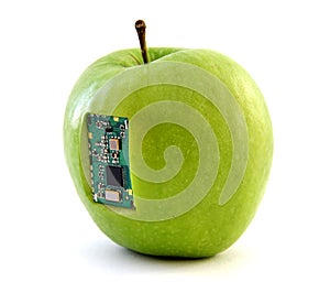 Apple with an integrated circuit