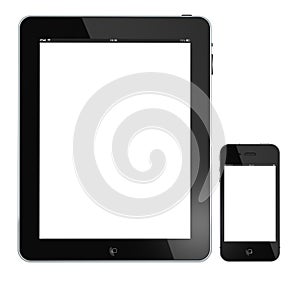 Apple iPad and iphone 4s isolated on white