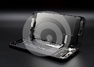 Apple iPhone 7 disassembled showing components inside