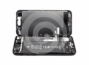 Apple iPhone 7 disassembled showing components inside