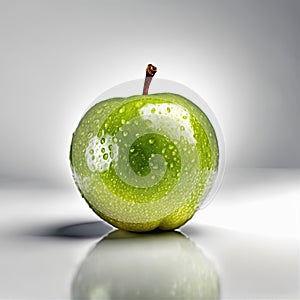 An apple, isolated in front of a white background, AI generated