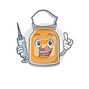 A apple jam hospitable Nurse character with a syringe