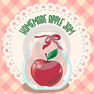 Apple jam jar, preserve vector. Apple jam jar, preserve vector illustration for menu, label. Preserve, jar of apple jam