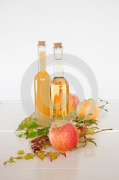 Apple juice in bottles
