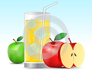 Apple Juice Drink in glass Realistic Vector