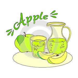 Apple juice with glass and carafe