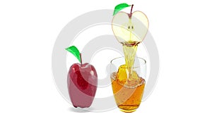 apple juice splash and jumping apple