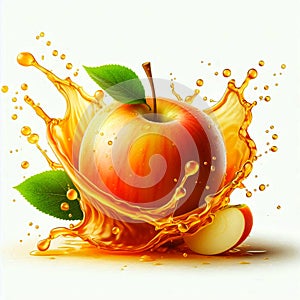 Apple juice splash on white background