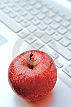 Apple on keyboard