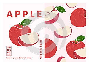 Apple Label packaging design templates, Hand drawn style vector illustration.
